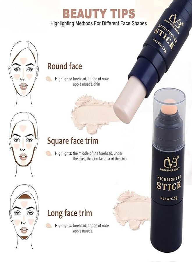CVB Highlighter Stick with Sponge Applicator - 15g Cream-Based Shimmer for Glowing Skin, Easy Blend & Long-Lasting Radiance - Image 3