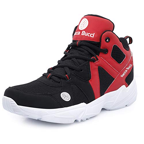 Bacca Bucci® Men's Caper High Top Men Sneakers with Anti Slip Sole & Breathable Upper- Red/Black, Size UK9 - Image 1