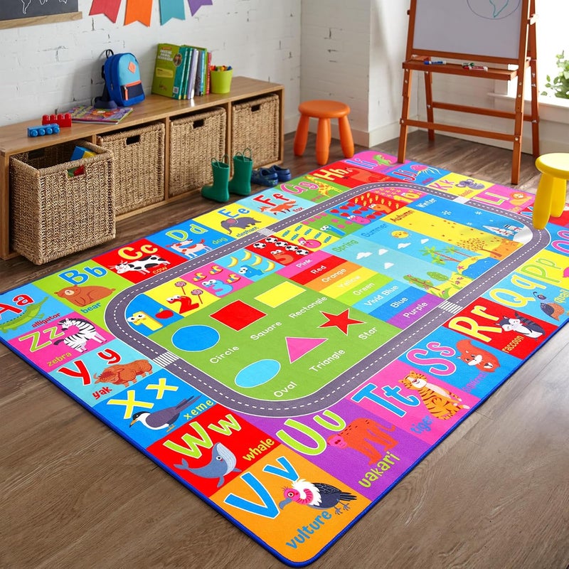 HOMORE Kids Educational Rug, 5x7 Kids Collection Area Rug for Learning Alphabet, Numbers, Colors, Season and Animal Words, Playmat for Classroom Playroom - Image 4