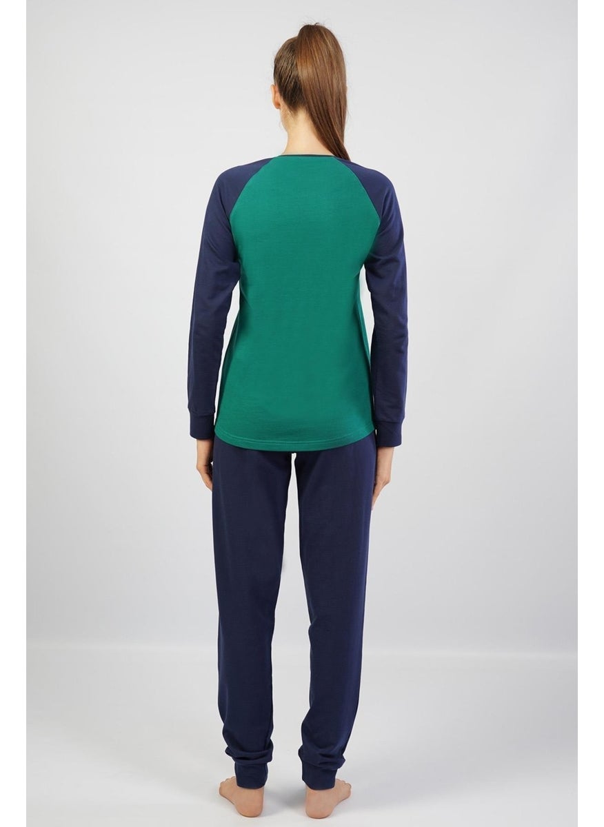 Espuar Women's 100% Cotton Pajama Set, Long Sleeve Skinny Leg  - Image 3