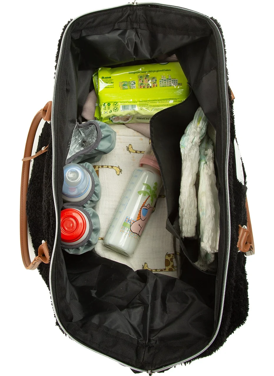 باجموري Baby Bag Embroidered Plush Mother Baby Bag