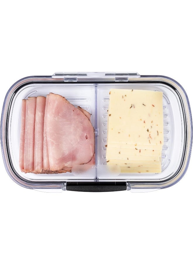 Progressive Progressive Prokeeper + Deli Storage Set: Air-Tight Silicone Sealed Containers w Grooved Bottom, Dry Erase Lid, BPA-Free, Stackable, Keeps Meats & Cheeses Fresh Longer  - Image 4