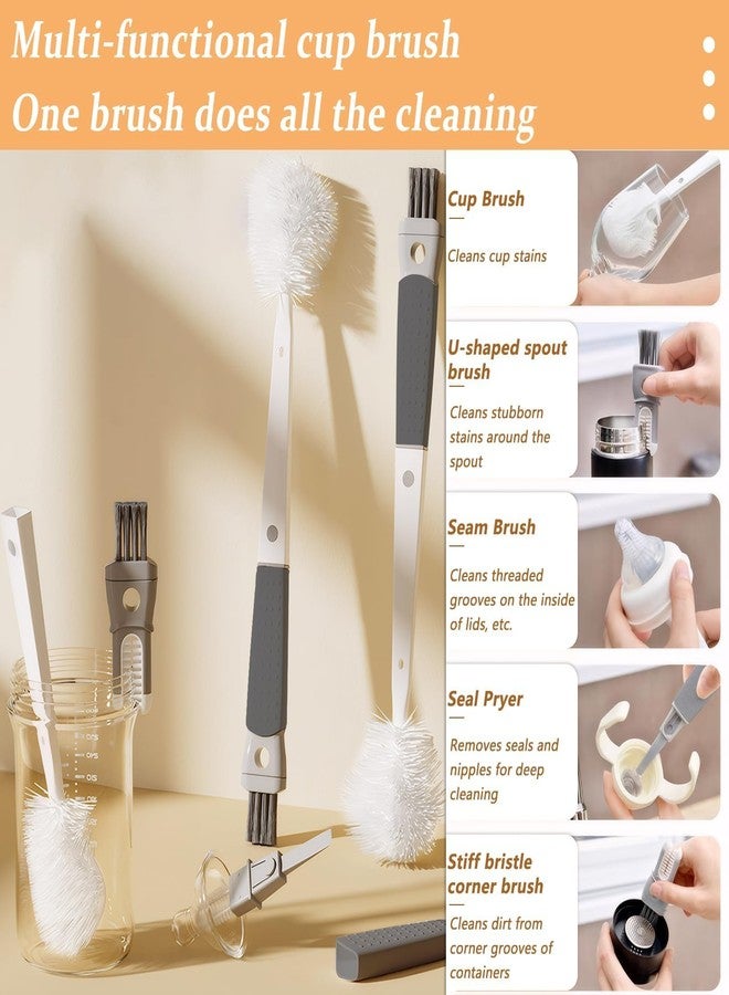 SQUISHCO Bottle Cleaner Brush, Silicone Bottle Cleaning Brush, Straw Cleaner Brush, Bottle Cleaner for Home and Kitchen Accessories Item Products with 2 Hooks (White) - Image 3