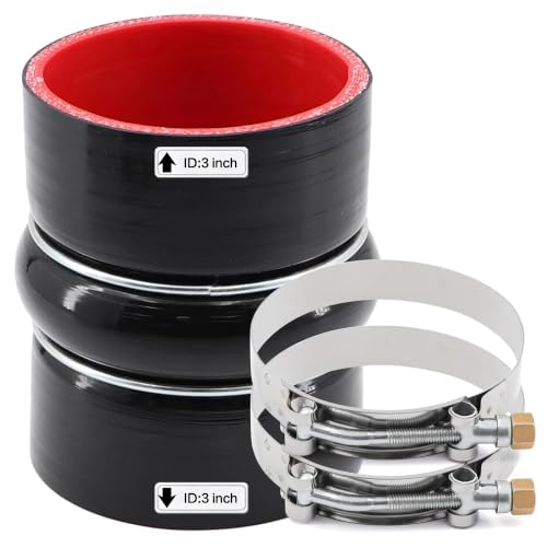 TuoLauthon Straight Silicone Hump Coupler Hose ID 3 inch 76mm 4Ply Reinforced High Performance Wall Thickness 5mm Length 4inch Suitable Intercooler Intake Exhaust Turbo Pipe with 2 Protective Steel Rings - Image 1