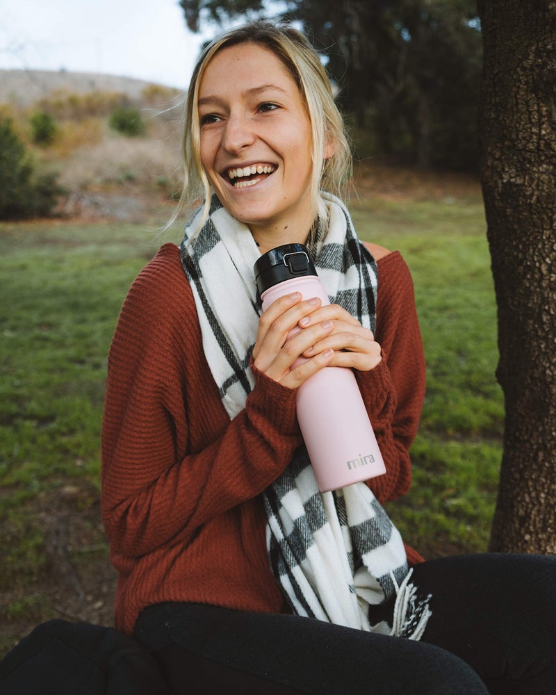MIRA 24 oz Insulated Water Bottle - Stainless Steel Thermo with One-Touch Quick-Open Spout - Double Wall Hot & Cold (24Hr Cold/12Hr Hot) - Rose Pink - Image 3