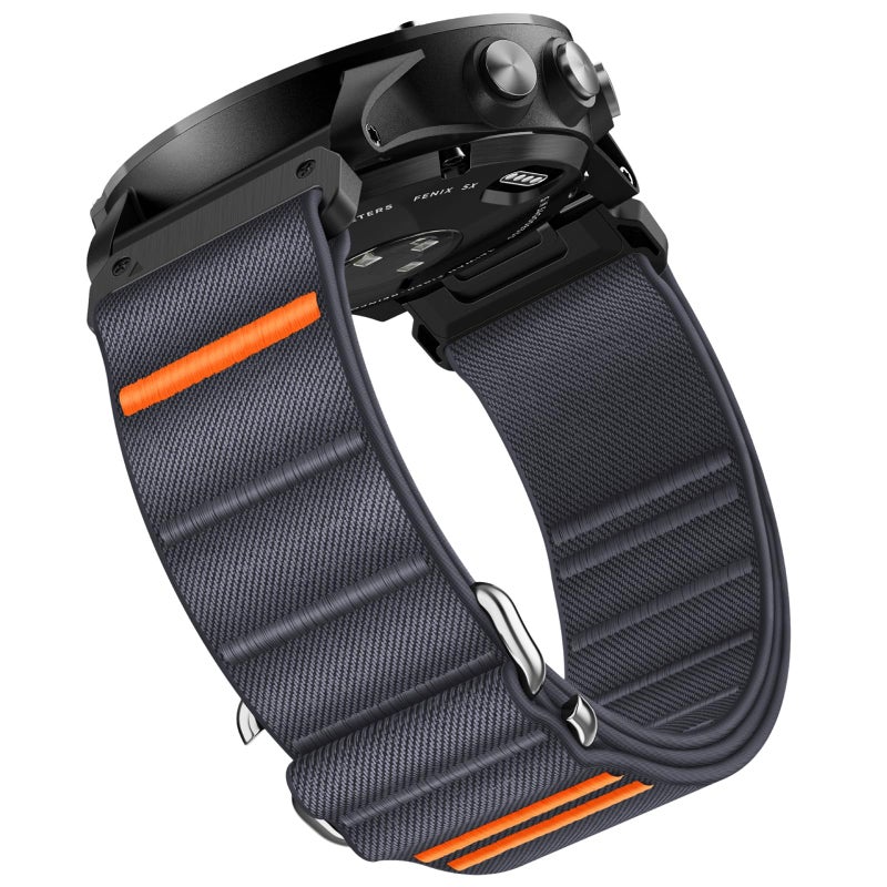 Suitisbest أشرطة QuickFit 26 مم من النايلون بحلقة مع خطاف S - متوافقة مع Garmin Fenix 7X/6X/5X/Enduro/Tactix/Instinct 2X - Image 2