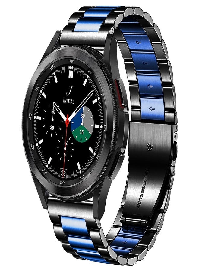 DEALELE Bands Compatible with Samsung Galaxy Watch 7 / FE / 6/6 Classic / 5/5 Pro / 4/4 Classic/Galaxy 3 41mm, 20mm Stainless Steel Metal Replacement Strap for Women Men (Black/blue) - Image 1