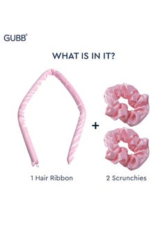 GUBB Heatless Hair Curler - Crafted With Pure Satin For Perfect Bouncy Curls Without Heat - Voluminous & Long Lasting Curls | 1 Hair Ribbon & 2 Scrunchies  - Image 3