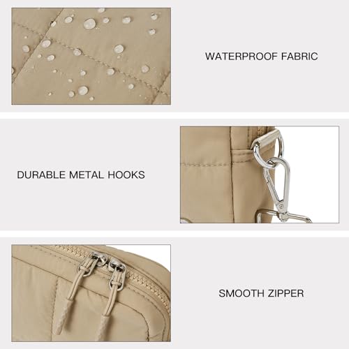 Telena Crossbody Bags for Women Crossbody Purse with Guitar Strap Lightweight Puffer Shoulder Bag for Travel Khaki - Image 5