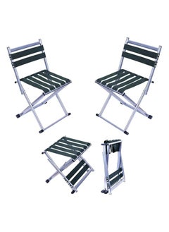 HEXAR 120 Kg Capacity 2 In 1 Folding Chair And Stool For Adults Kids Travel Camping Garden Sitting Stool Collapsible Lightweight Adjustable Stool/Chair Thick Backrest Foldable Beach Chair (2 Pcs Set)  - Image 1