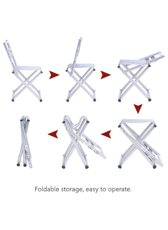 HEXAR 120 Kg Capacity 2 In 1 Folding Chair And Stool For Adults Kids Travel Camping Garden Sitting Stool Collapsible Lightweight Adjustable Stool/Chair Thick Backrest Foldable Beach Chair (2 Pcs Set)  - Image 3