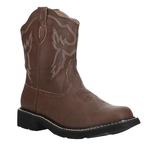 ROPER Womens Chunk Rider Embroidery Round Toe Casual Boots Ankle Low Heel 1-2" - Brown - Size 9 B - Image 2