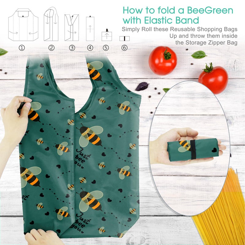 BeeGreen Animals Reusable Grocery Bags Bees Turtles Flamingo Peacock Alpaca Butterfly Lovers Gifts Shopping Bags Bulk 50LBS X-Large Foldable-Heavy Duty - Image 4