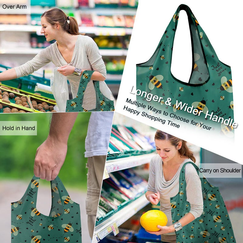 BeeGreen Animals Reusable Grocery Bags Bees Turtles Flamingo Peacock Alpaca Butterfly Lovers Gifts Shopping Bags Bulk 50LBS X-Large Foldable-Heavy Duty - Image 2