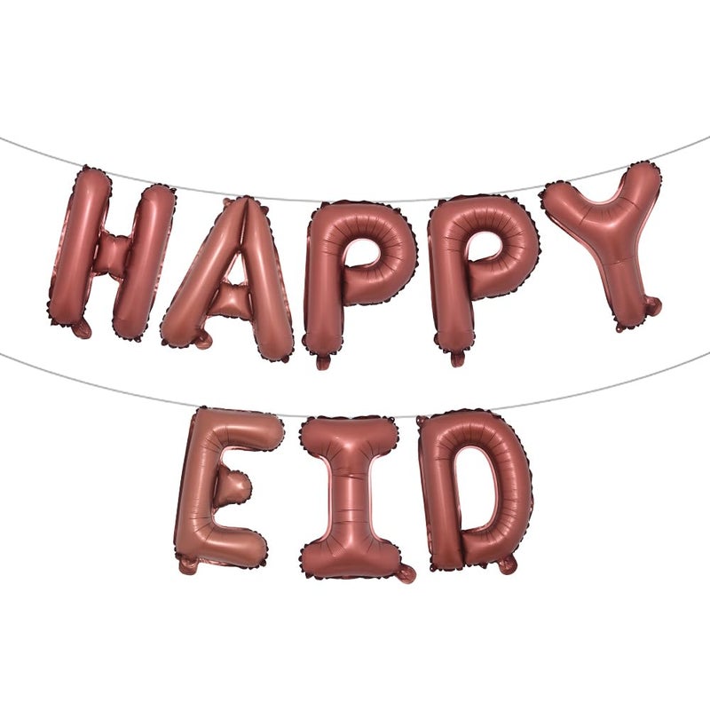 RUIANSI 16 inch Multicolor Eid MUBARAK Foil Balloons Party Decoration Supplies RAMADAN MUBARAK Decoration Happy EID Balloons For Muslim EID Ballon HAPPY EID Chocolate - Image 3
