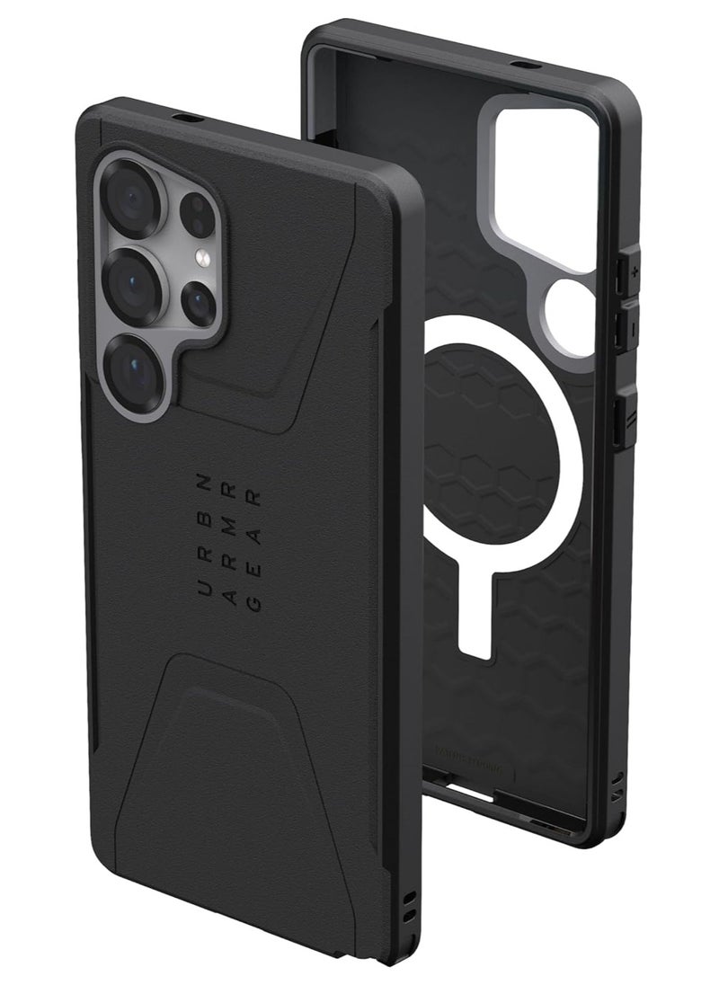 Urban Armor Gear - UAG Civilian MagSafe for Samsung Galaxy S25 ULTRA Case Cover [20 Feet Drop tested] - Black - Image 1