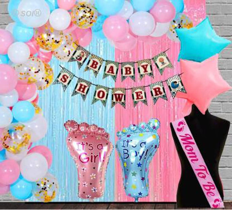 SOI Baby Shower Decoration Items - 43Pcs | Baby Shower Decorations | Mom To Be Decoration Items Set | Baby Shower Balloons Set | Baby Shower Props for Photoshoot - Image 1