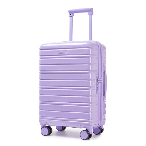 LARVENDER Carry On Luggage 22x14x9 Airline Approved, 20 Inch Expandable PC+ABS Hardside Suitcase Carry On Luggage with Spinner Wheels TSA Lock for Women Men (Lavender) - Image 1