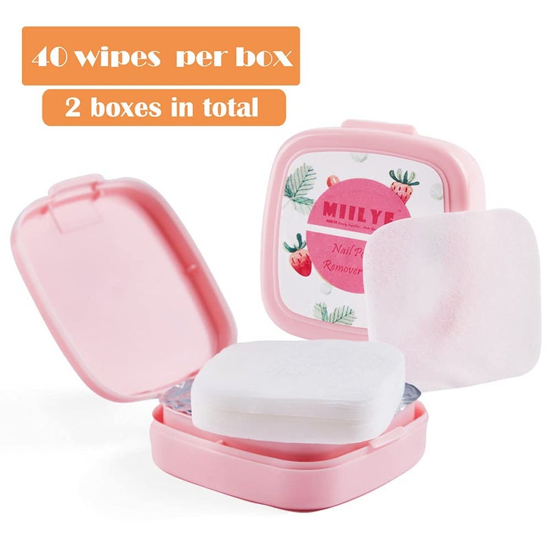 MIILYE 80PCS Nail Polish Remover Pads in Box, Easy to Carry | Instant Removal | Lint Free Nail Polish Wipes for Natural Air-Dried Water/Oil Based Nail Polish Soak Off - Image 2