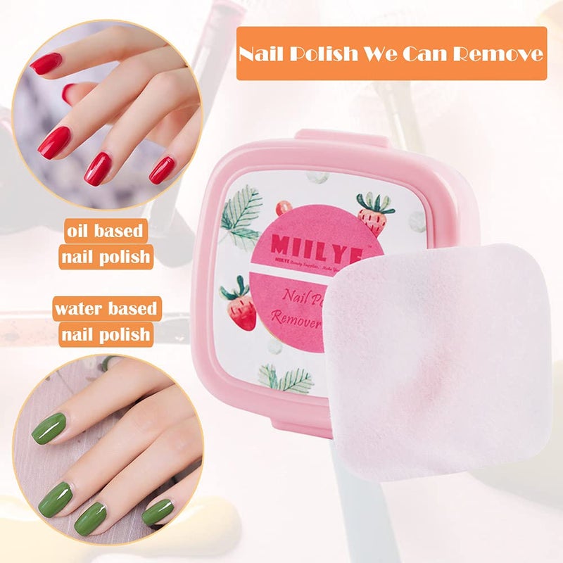 MIILYE 80PCS Nail Polish Remover Pads in Box, Easy to Carry | Instant Removal | Lint Free Nail Polish Wipes for Natural Air-Dried Water/Oil Based Nail Polish Soak Off - Image 4