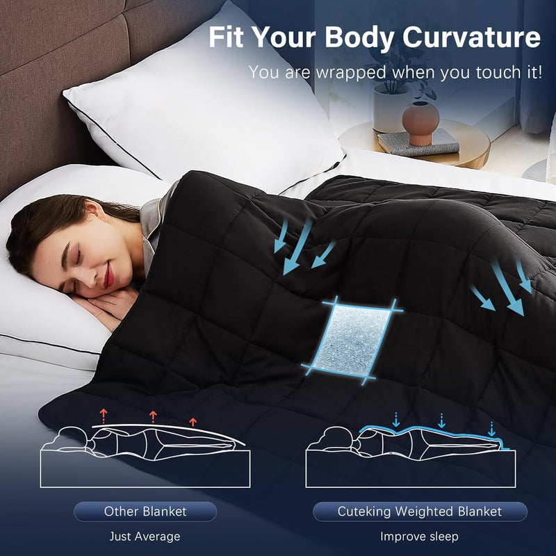 CuteKing Weighted Blanket for Adults (15lbs, 48"x72", Grey) Heavy Blanket for 140-150lbs, Breathable Microfiber Material with Glass Beads All-Season Summer Fall Winter Soft Thick - Image 3