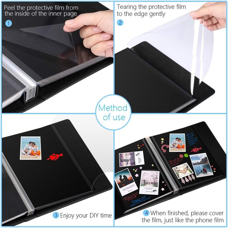 1DOT2 Self-Adhesive Photo Album, 60 Black Pages Self-Stick Page DIY Anniversary Travel Memory Book, Leather Cover, Magnetic Scrapbook Family Album for Christmas, Birthday, Valentine’s Day Gifts - Image 5