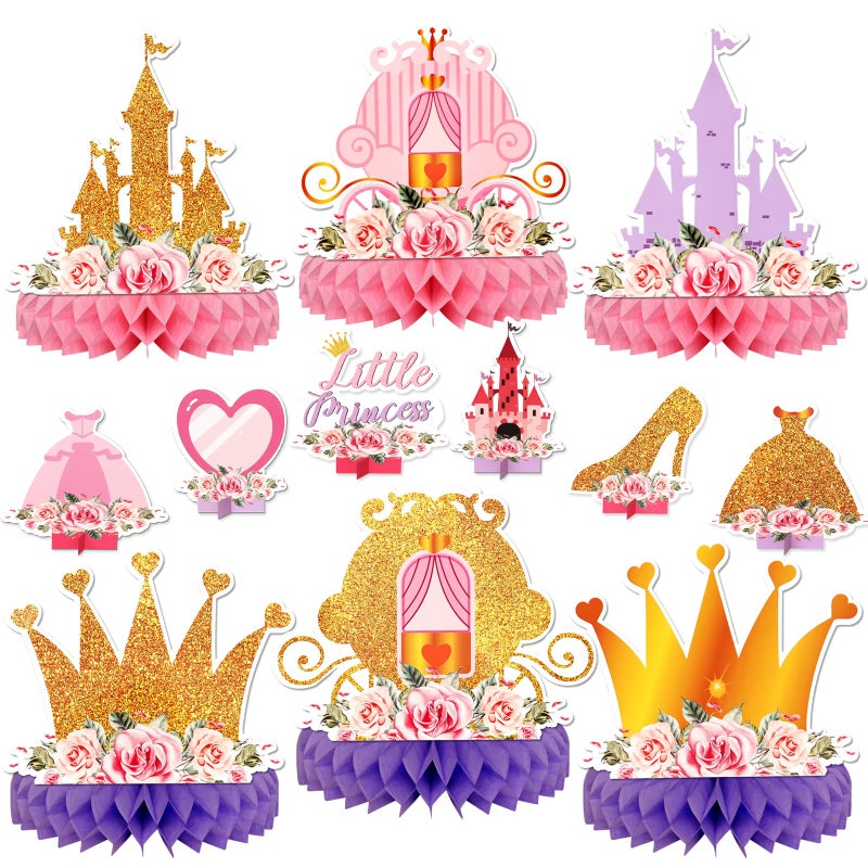 KSKSPE Princess Honeycomb Centerpieces, KSKSPE 12Pcs Princess Party Table Centerpieces Princess Birthday Decorations Princess Theme Party Table Decoration for Princess Supplies - Image 1