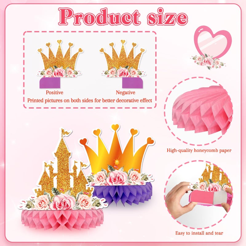 KSKSPE Princess Honeycomb Centerpieces, KSKSPE 12Pcs Princess Party Table Centerpieces Princess Birthday Decorations Princess Theme Party Table Decoration for Princess Supplies - Image 4