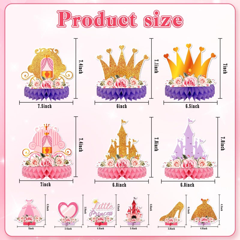 KSKSPE Princess Honeycomb Centerpieces, KSKSPE 12Pcs Princess Party Table Centerpieces Princess Birthday Decorations Princess Theme Party Table Decoration for Princess Supplies - Image 2