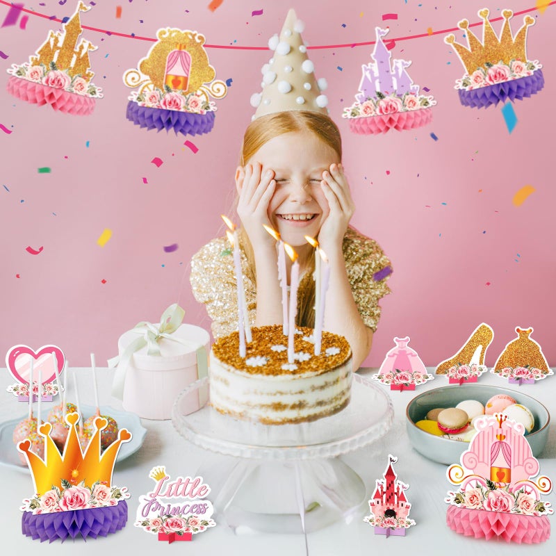 KSKSPE Princess Honeycomb Centerpieces, KSKSPE 12Pcs Princess Party Table Centerpieces Princess Birthday Decorations Princess Theme Party Table Decoration for Princess Supplies - Image 5