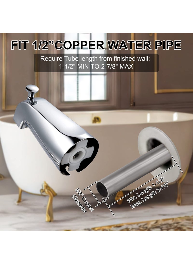 SYOSI The Bathroom Universal Slip-On Tub Spout with Diverter - Bathtub Faucet, Easy to Install & Save Water Leaks in Minutes, Fits 1 2" Copper Water Tube 5 8" Diameter, 5 32" Hex Wrench - Image 3