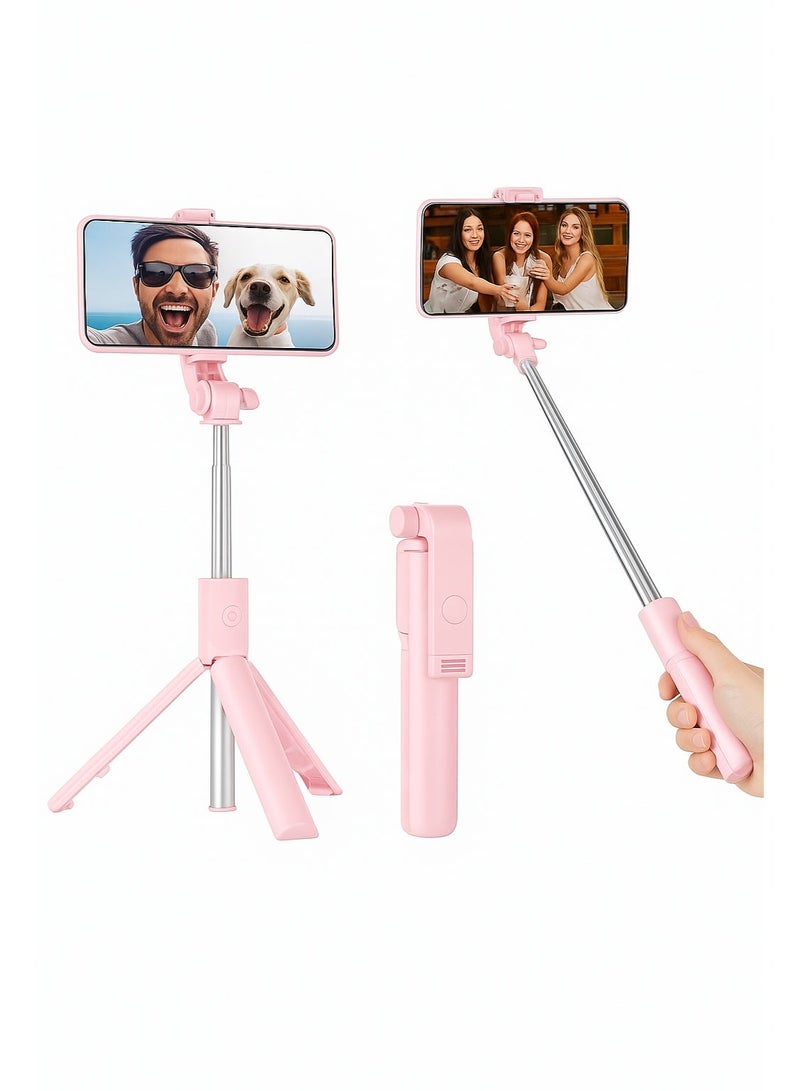 Lightweight Extendable Selfie Stick, Tripod Stand with Wireless Remote, Phone Holder Can Be Used as a Selfie Stick and Tripod Compatible with iPhone 15, 14, 13, 12 Pro, XS Max, X, 8 Plus, Samsung