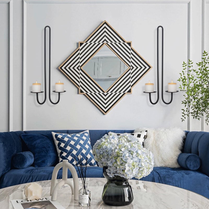 Aimto Wall Sconce Candle Holder Metal Hanging Wall Decorations for Home,Living Room, Bathroom, Dining Room, Set of 2ï¼ˆBlack - Image 4
