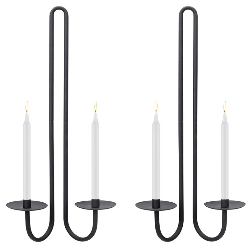 Aimto Wall Sconce Candle Holder Metal Hanging Wall Decorations for Home,Living Room, Bathroom, Dining Room, Set of 2ï¼ˆBlack - Image 3