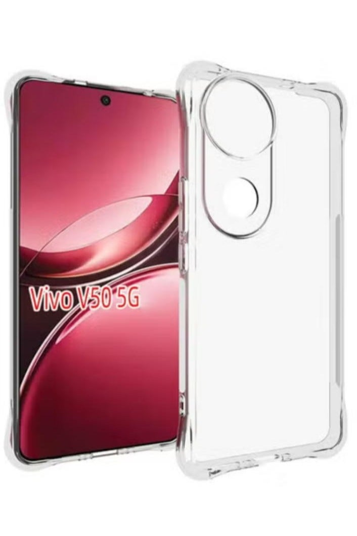 Case for vivo V50 5G Clear TPU Four Corners Military-Grade Protection Cover Transparent Soft