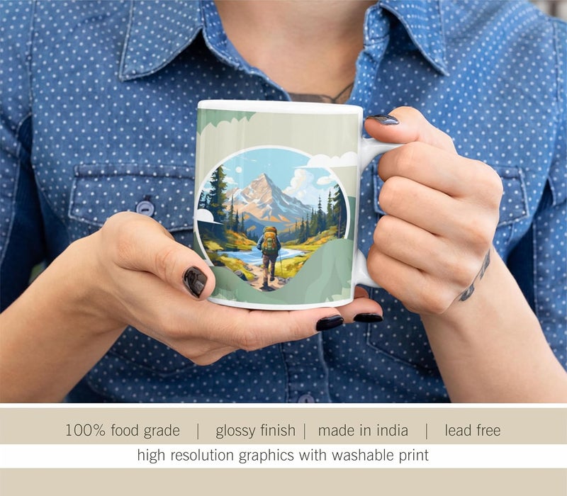SMIZE Adventure Scenes Ceramic Coffee Travel Mug 350 ML Durable Stylish Camp Mug Microwave Safe Inspirational Gift for Travelers Outdoor Office Use - Image 5