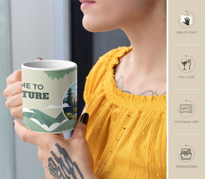 SMIZE Adventure Scenes Ceramic Coffee Travel Mug 350 ML Durable Stylish Camp Mug Microwave Safe Inspirational Gift for Travelers Outdoor Office Use - Image 4