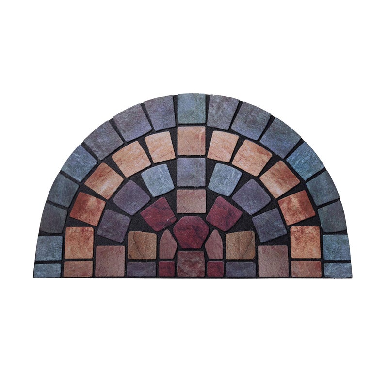 Nicoman Tile Heavy Duty Boot Scraper Doormat NonSlip AntiFatigue EcoFriendly Rubber IndoorOutdoor Door Mat Halfmoon 75x44cm Blue Border