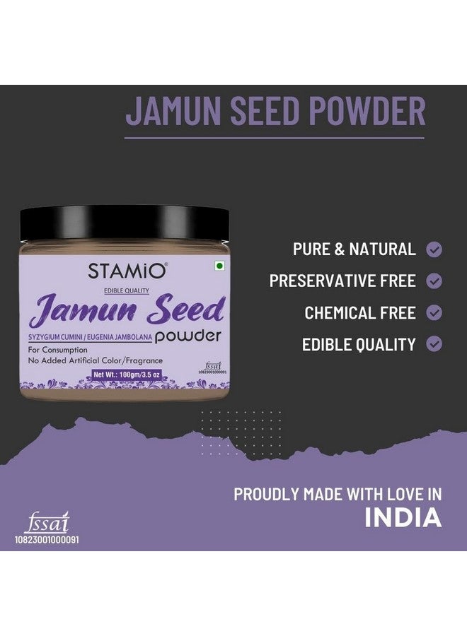 STAMIO Jamun Seed Powder 100 Gm | Jaamun Ki Guthli | Diabetes | Naaval Pazham | Indian Blackberry | Syzygium Cumini | In Jar 3.53 Oz  - Image 2
