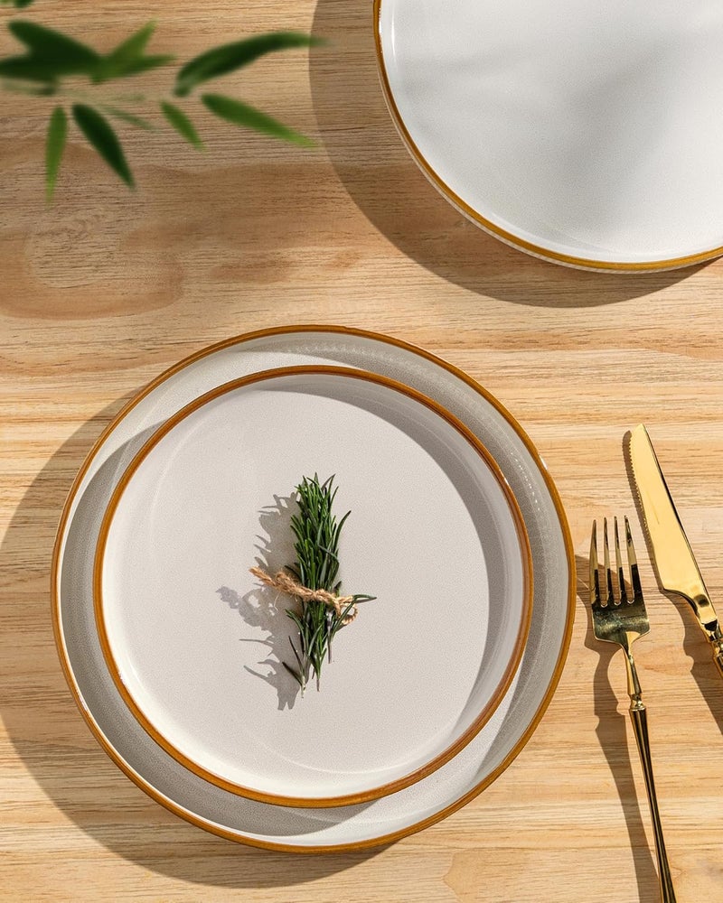 GBHOME Stoneware Dinnerware Sets for 6Round Reactive Glaze Ceramic Plates and Bowls SetHighly Chip and Crack Resistant  Dishwasher  Microwave Safe Dishes SetDishware Service for 618pc - Image 3