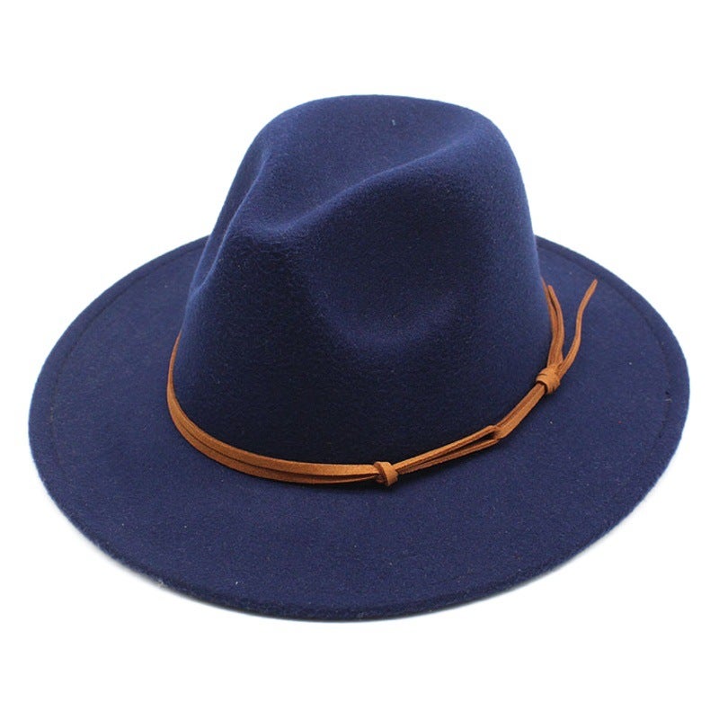 New Fedora Wool Felt Hat Yellow Velvet Rope Accessories British Style Top Hat Suit Matching Hat - Image 2