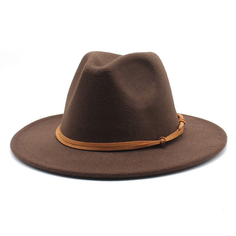 New Fedora Wool Felt Hat Yellow Velvet Rope Accessories British Style Top Hat Suit Matching Hat - Image 5