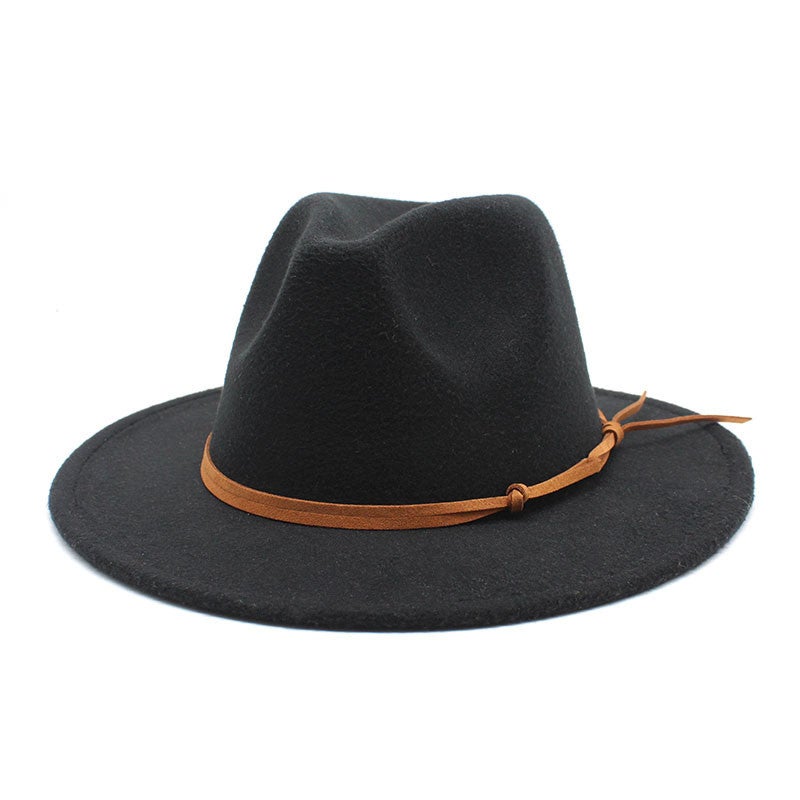 New Fedora Wool Felt Hat Yellow Velvet Rope Accessories British Style Top Hat Suit Matching Hat - Image 4