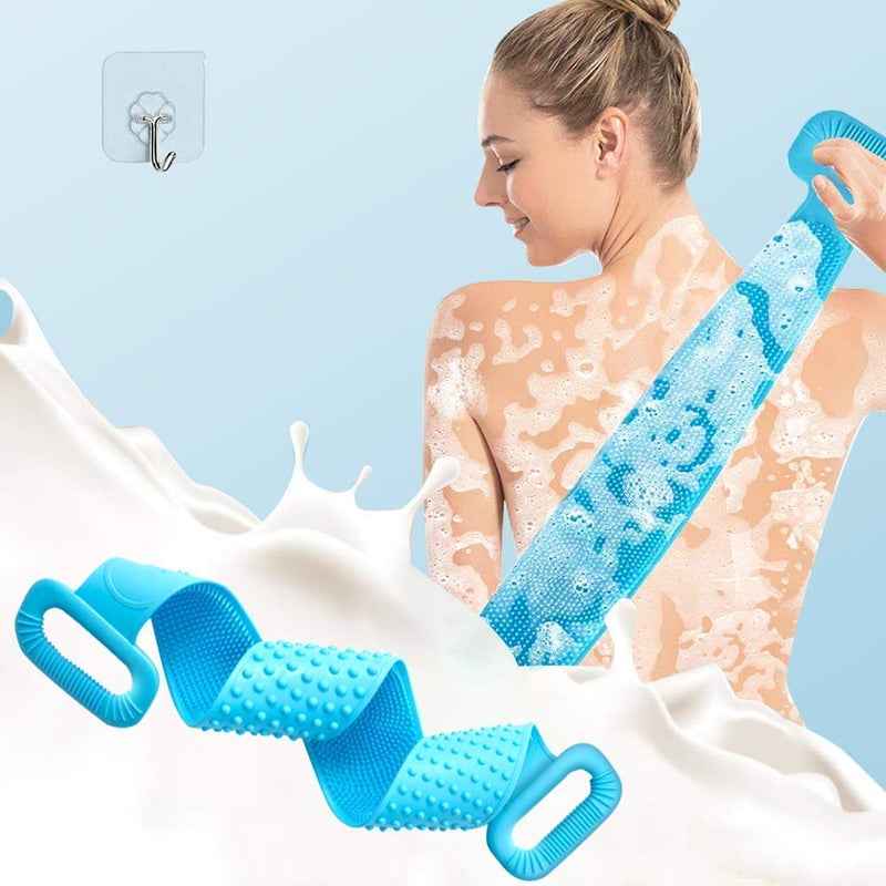 RAIYARAJ Raiyaraj Plastic Bathroom Kitchen Organize Shelf Rack Shower Corner Caddy Basket and Silicone Shower Bath Belt Massager Brush (2 Bathroom Shelf & 2 Belt Massager) - Image 3