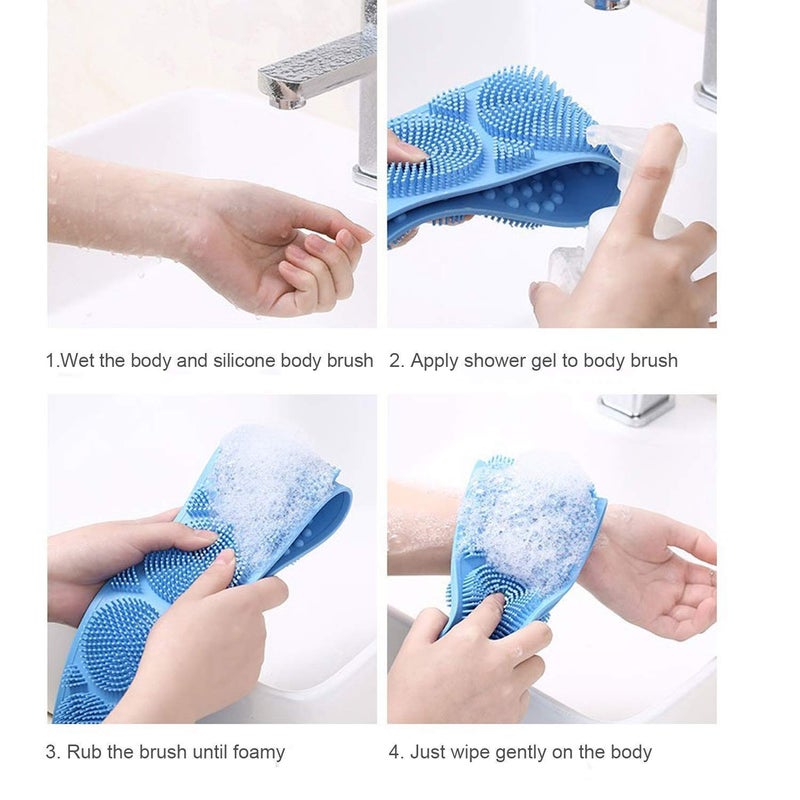 RAIYARAJ Raiyaraj Plastic Bathroom Kitchen Organize Shelf Rack Shower Corner Caddy Basket and Silicone Shower Bath Belt Massager Brush (2 Bathroom Shelf & 2 Belt Massager) - Image 5