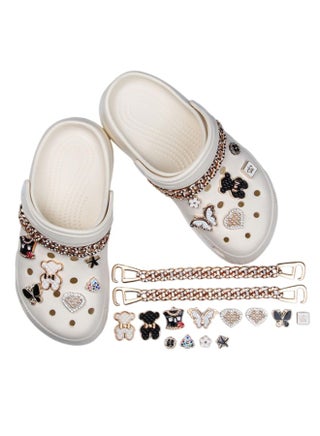 14 Pieces Set Shoe Charms Bling for Girls Women, DIY Gold Chrams Accessories Clog Sandals Chains for Shoe Decoration, lovely little bear Jewelry Accessories Decoration for Party Favors Birthday  Gift