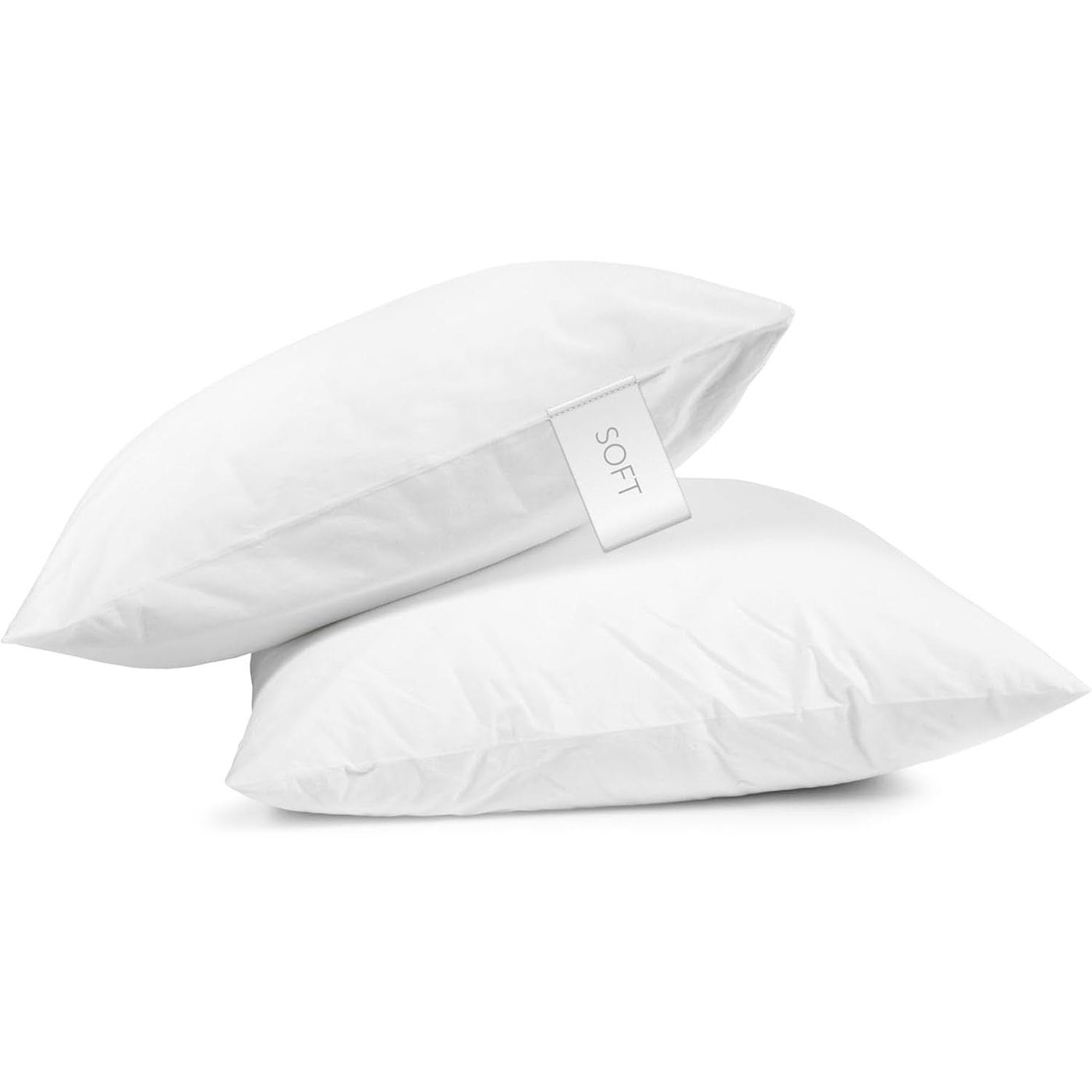 Digital Decor 100 Cotton Queen Size Hotel Pillows US Made Hypoallergenic Pillows with Down Alternative Fiber Fill Set of 2 Three Comfort Levels Soft Medium Firm Soft