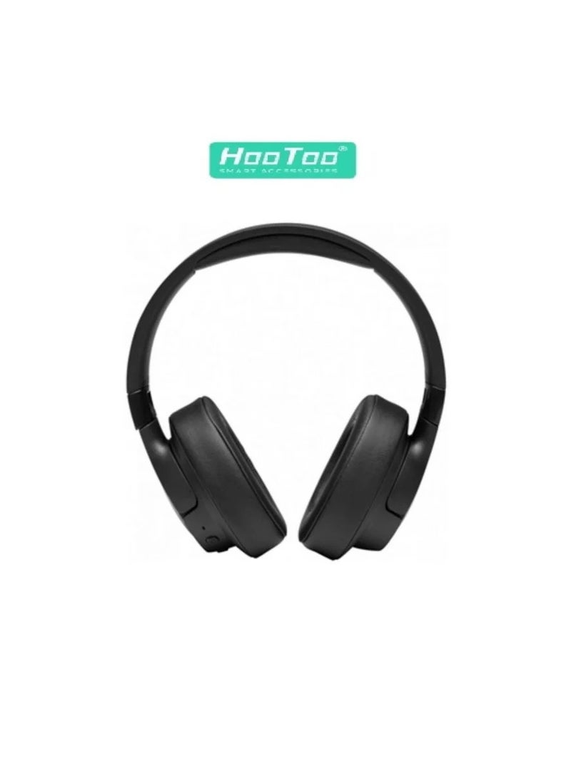 HooToo - HT-711 Bass Wireless Over-Ear Headphones Compatible with all mobile phones music players portable gaming devices and computers. Built-in mic with Call Answer Call End Mute button. Black from Hootoo - Image 1