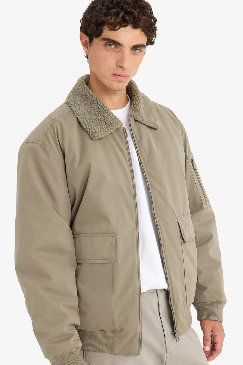 ديفاكتو Oversize Loose Fit Shirt Collar Plush Collar Waterproof Jacket