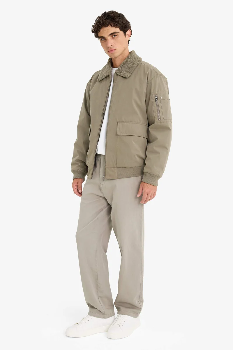 ديفاكتو Oversize Loose Fit Shirt Collar Plush Collar Waterproof Jacket